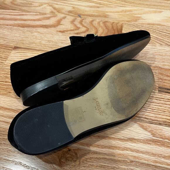 J.Crew Velvet Black Loafers Holiday Christmas Classic Quiet Luxury Preppy Size 5 - Picture 7 of 7